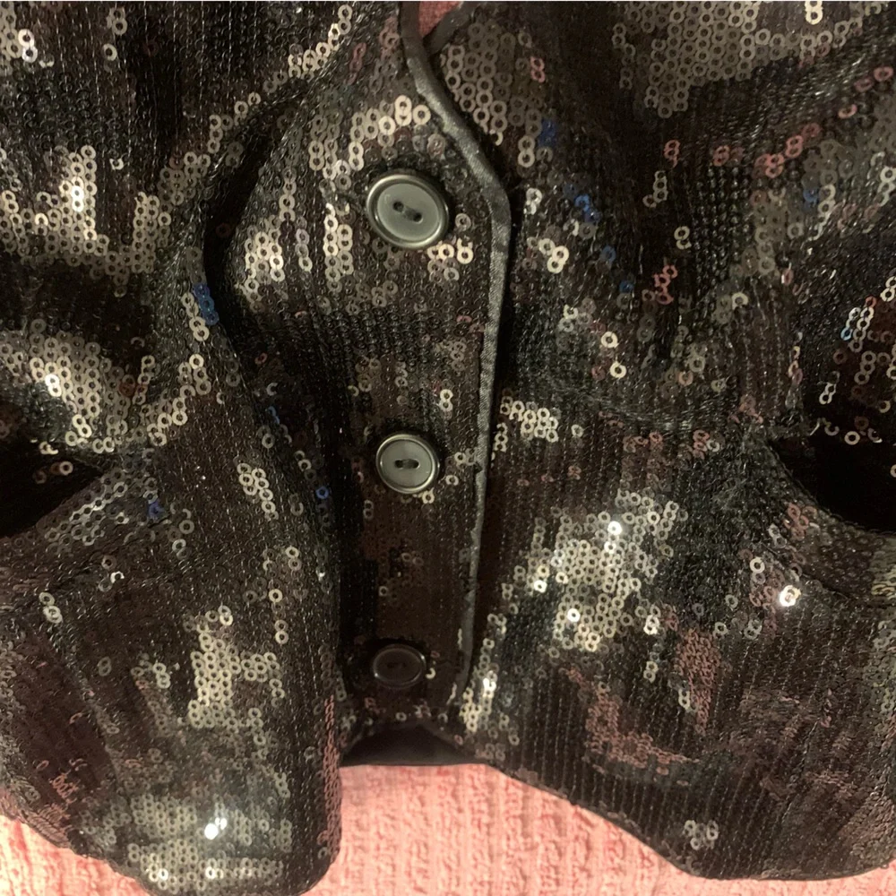 Black Twenty One sequin halter vest with pockets,Sm - Picture 5 of 16
